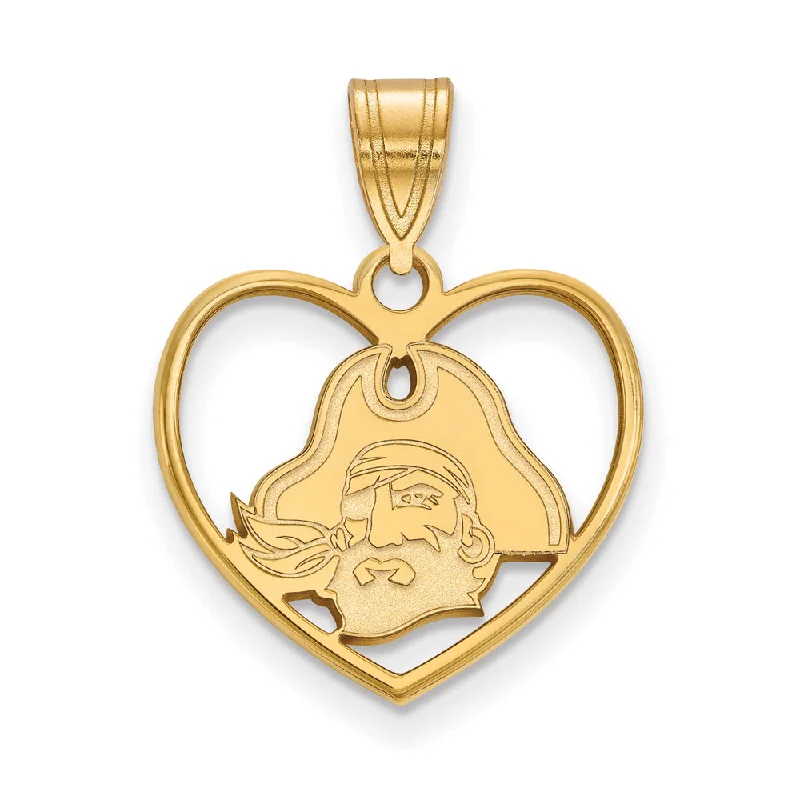 Pendant with a magnetic closure for easy attachment and removal 14k Gold Plated Silver East Carolina U Heart Pendant Pendant with a magnetic closure for easy attachment and removal 14k Gold Plated Silver East Carolina U Heart Pendant
