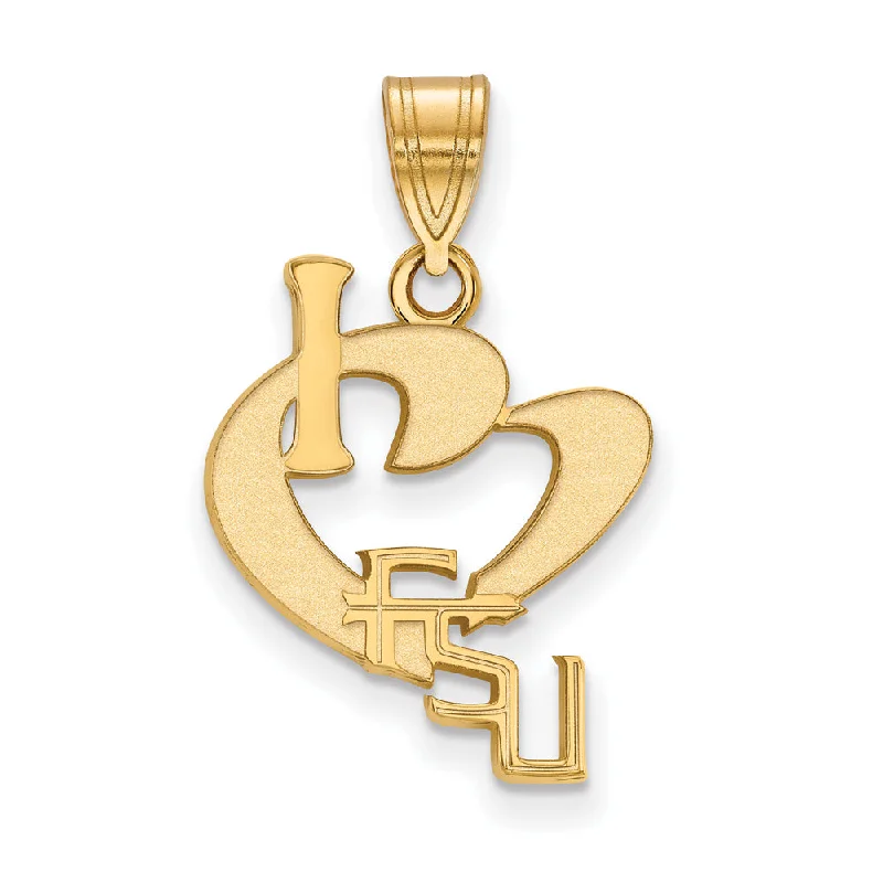 Crystal - encrusted pendants for a glamorous and sparkly effect 14k Gold Plated Silver Florida State Large I Love Logo Pendant Crystal - encrusted pendants for a glamorous and sparkly effect 14k Gold Plated Silver Florida State Large I Love Logo Pendant