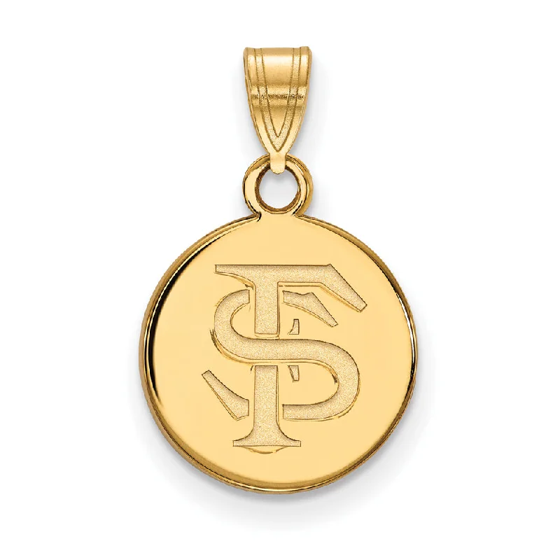 Mermaid - tail pendants for a touch of fantasy​ 14k Gold Plated Silver Florida State Small Disc Pendant