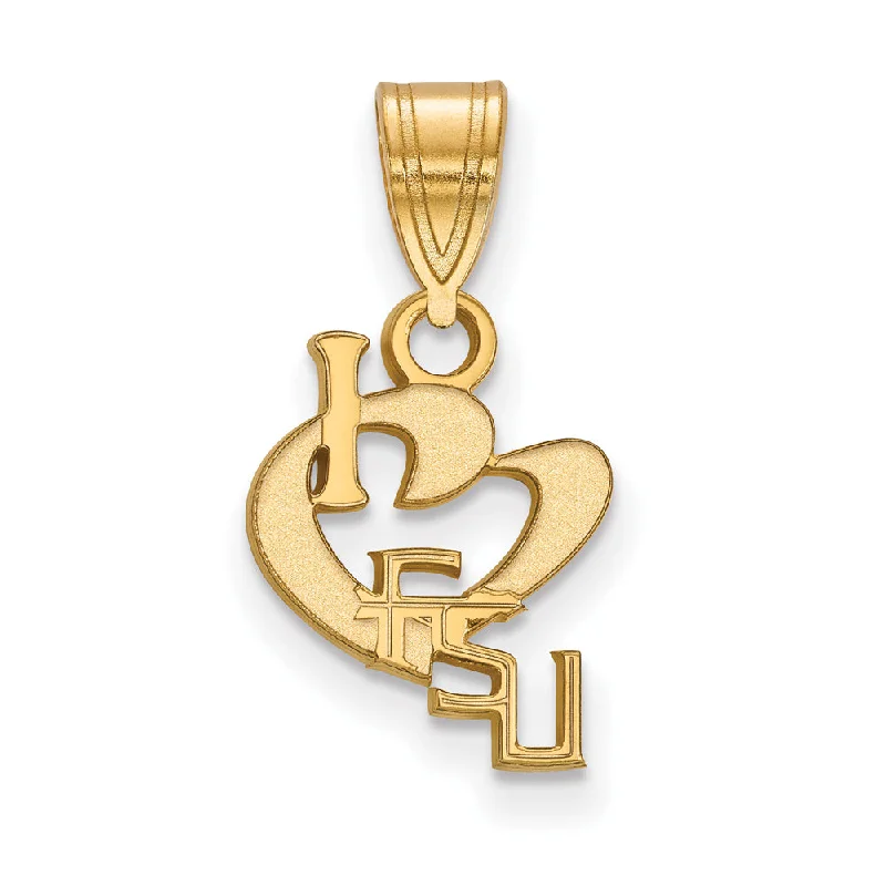 Rose gold pendants with heart - shaped designs for a romantic touch​ 14k Gold Plated Silver Florida State Small I Love Logo Pendant
