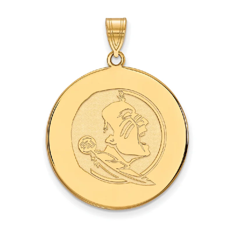 Pendant with a glow - in - the - dark element for nighttime visibility​ 14k Gold Plated Silver Florida State XL Disc Pendant