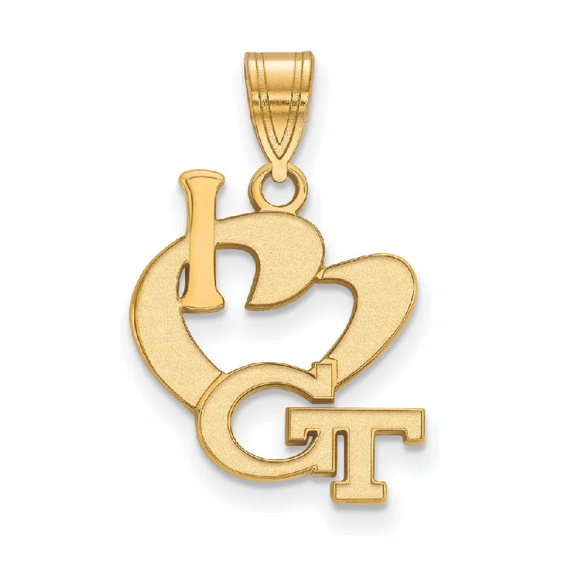 Coffee - cup pendants for coffee addicts​ 14k Gold Plated Silver Georgia Tech Large I Love Logo Pendant