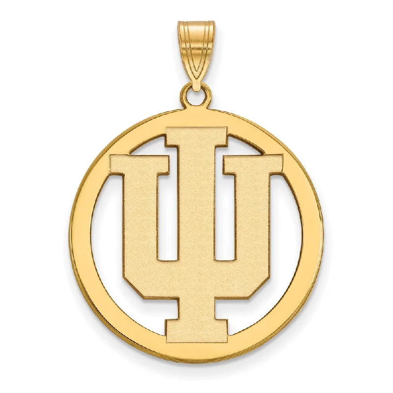 Unicorn - shaped pendants, popular among fans of magical beings 14k Gold Plated Silver Indiana U XL Circle Pendant Unicorn - shaped pendants, popular among fans of magical beings 14k Gold Plated Silver Indiana U XL Circle Pendant