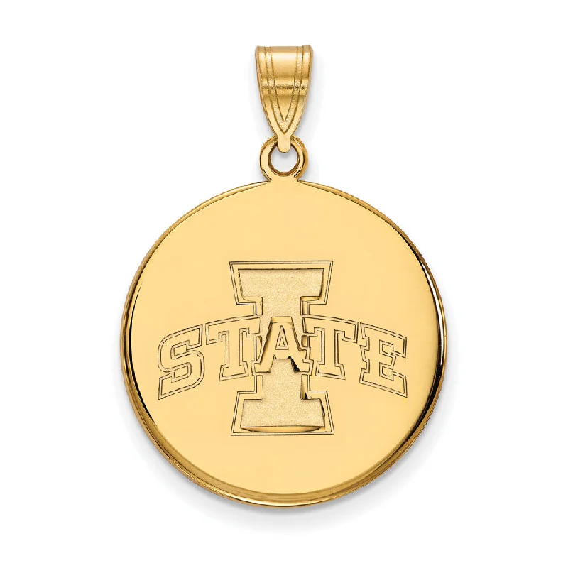 Compass - shaped pendants for a sense of direction 14k Gold Plated Silver Iowa State Large 'I STATE' Disc Pendant Compass - shaped pendants for a sense of direction 14k Gold Plated Silver Iowa State Large 'I STATE' Disc Pendant