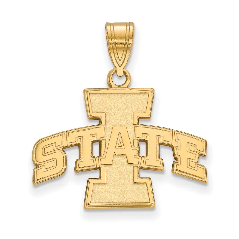 Unicorn - shaped pendants, popular among fans of magical beings 14k Gold Plated Silver Iowa State Medium 'I STATE' Pendant Unicorn - shaped pendants, popular among fans of magical beings 14k Gold Plated Silver Iowa State Medium 'I STATE' Pendant
