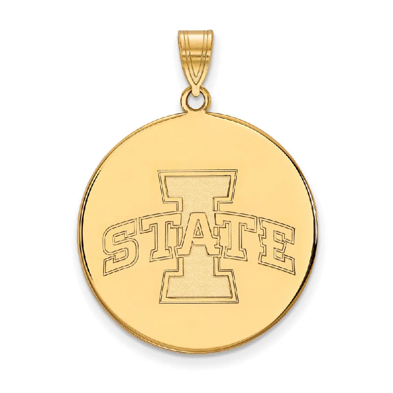 Flower - shaped pendants, including roses, lilies, and daisies​ 14k Gold Plated Silver Iowa State XL Disc Pendant