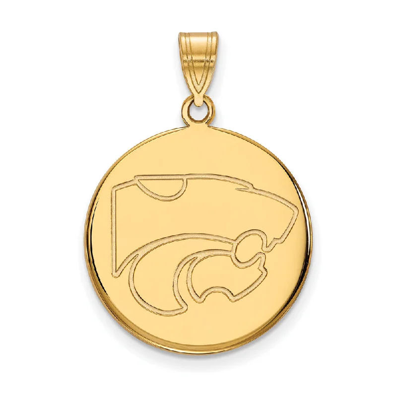 Pendants with a QR code that links to a special message or memory 14k Gold Plated Silver Kansas State Large Disc Pendant Pendants with a QR code that links to a special message or memory 14k Gold Plated Silver Kansas State Large Disc Pendant