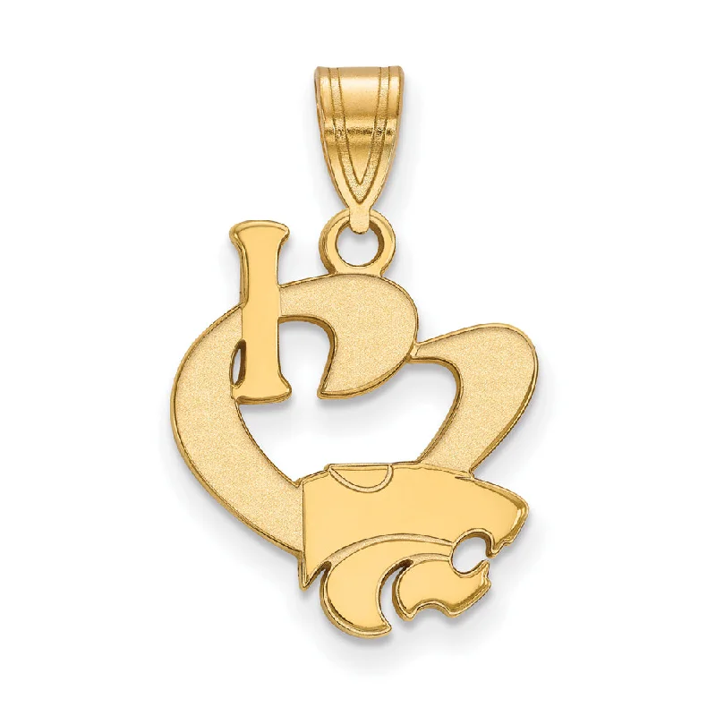 Pendant with a zodiac symbol for personalized astrology - themed jewelry 14k Gold Plated Silver Kansas State Large I Love Logo Pendant Pendant with a zodiac symbol for personalized astrology - themed jewelry 14k Gold Plated Silver Kansas State Large I Love Logo Pendant