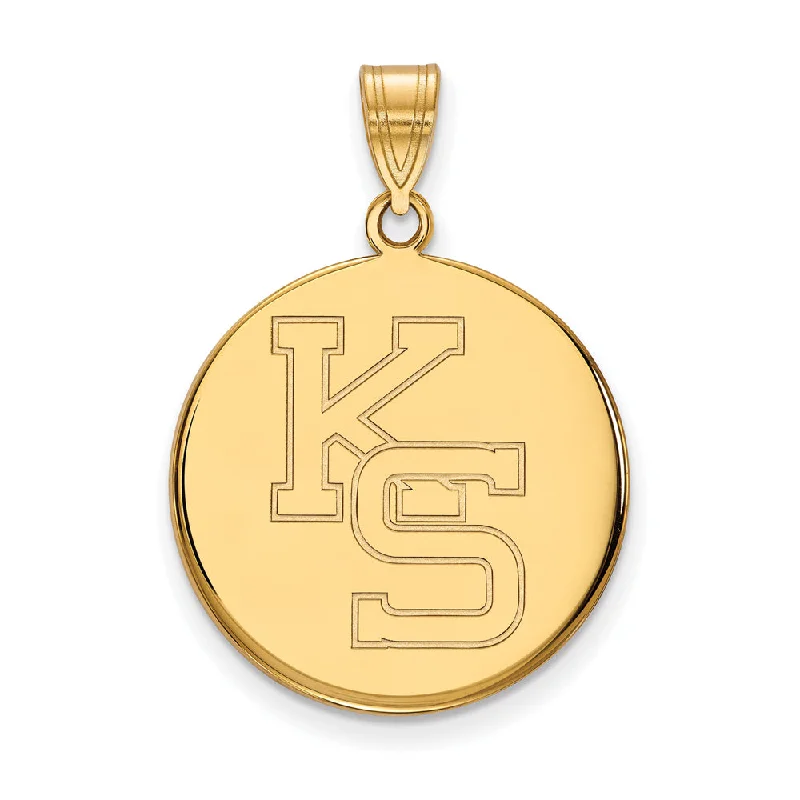 Gold pendants featuring a single large diamond for a luxurious look 14k Gold Plated Silver Kansas State Large Pendant Gold pendants featuring a single large diamond for a luxurious look 14k Gold Plated Silver Kansas State Large Pendant