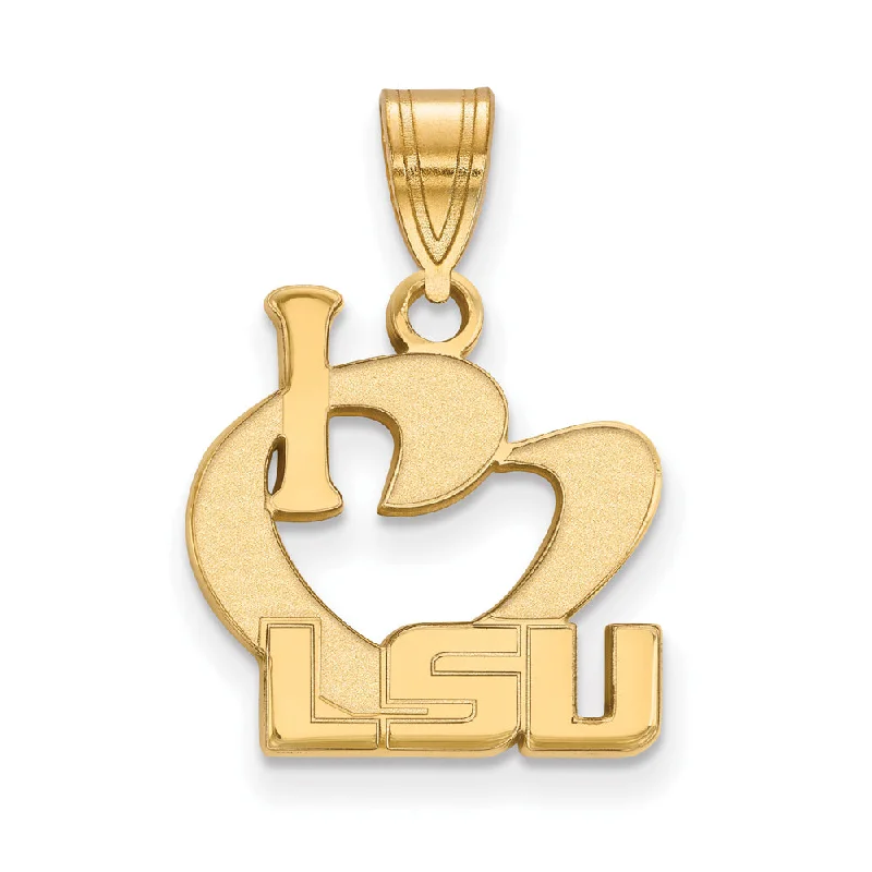 Beer - mug pendants for beer lovers​ 14k Gold Plated Silver Louisiana State Large I Love Logo Pendant