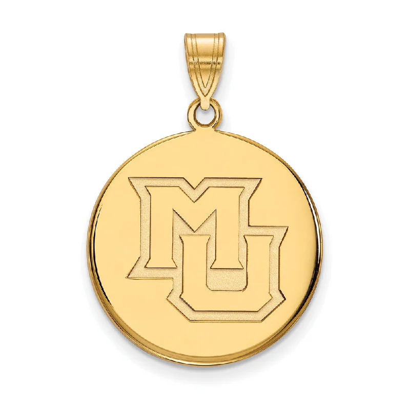 Animal - shaped pendants, such as wolves, lions, or dolphins​ 14k Gold Plated Silver Marquette U Large Disc Pendant
