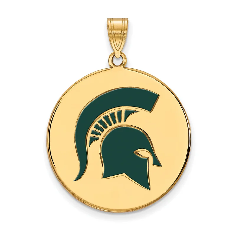 Guitar - pick pendants for guitar enthusiasts 14k Gold Plated Silver Michigan State XL Enamel Disc Pendant Guitar - pick pendants for guitar enthusiasts 14k Gold Plated Silver Michigan State XL Enamel Disc Pendant