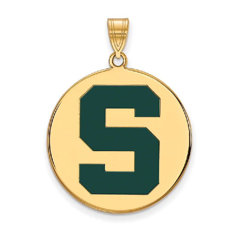 Pendant with a hidden compartment to store small keepsakes 14k Gold Plated Silver Michigan State XL Enamel 'S' Disc Pendant Pendant with a hidden compartment to store small keepsakes 14k Gold Plated Silver Michigan State XL Enamel 'S' Disc Pendant