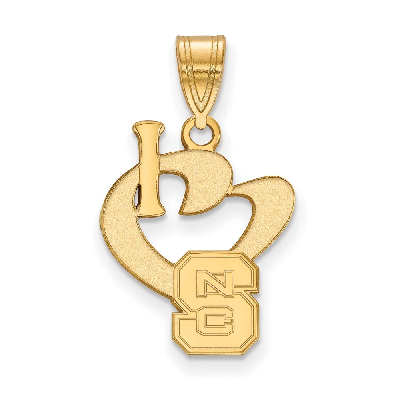 Pendant with a hidden compartment to store small keepsakes​ 14k Gold Plated Silver North Carolina State Large I Love Logo Pendant