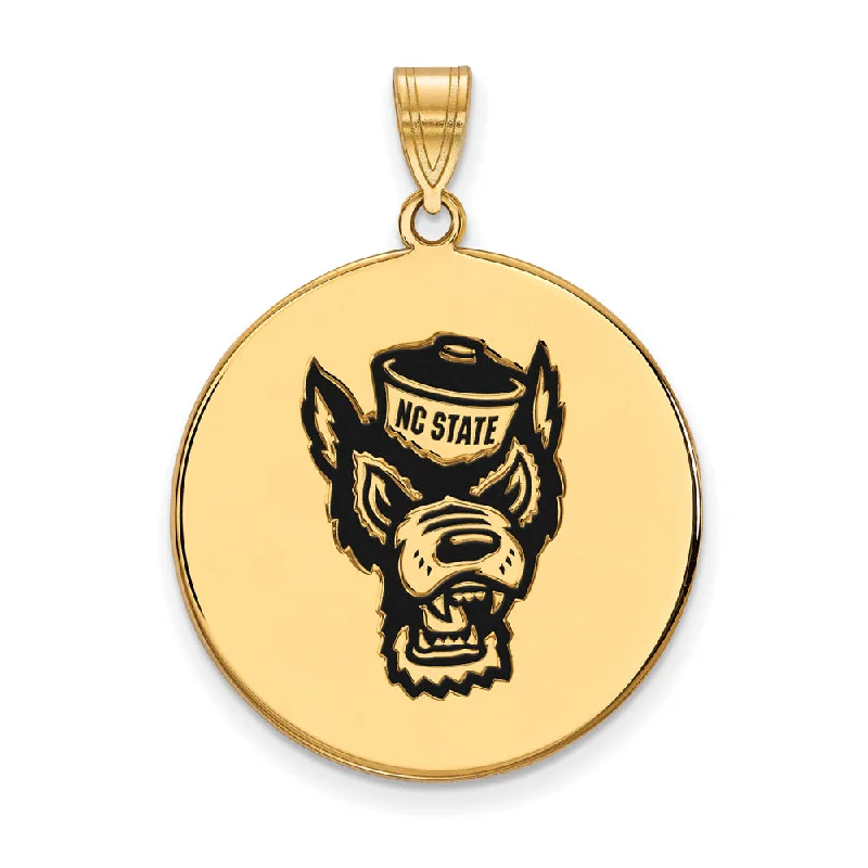 Animal - shaped pendants, such as wolves, lions, or dolphins​ 14k Gold Plated Silver North Carolina State XL Enamel Disc Pendant