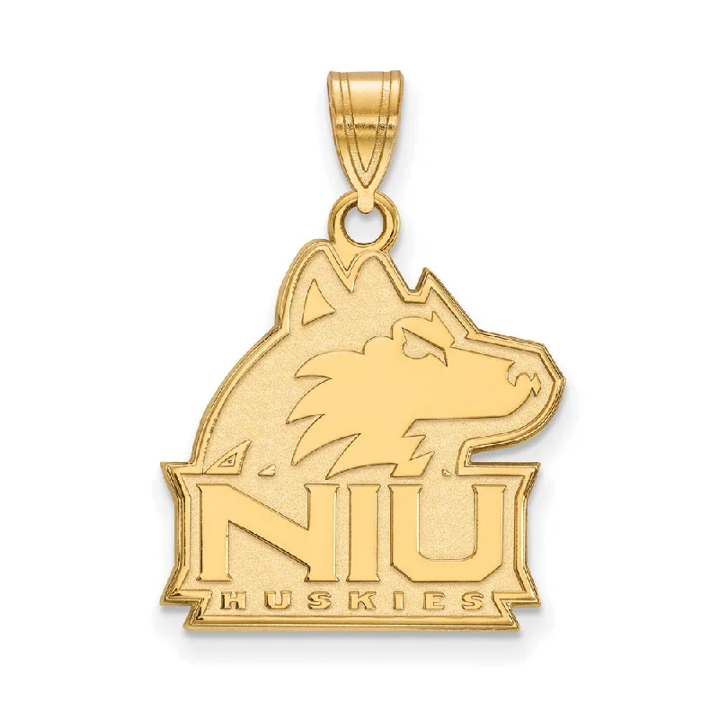 Pendants with a name or initials engraved for custom jewelry​ 14k Gold Plated Silver Northern Illinois Univ. Large Pendant
