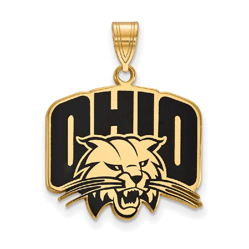 Camera - shaped pendants for photographers​ 14k Gold Plated Silver Ohio U. Large Enamel Logo Pendant