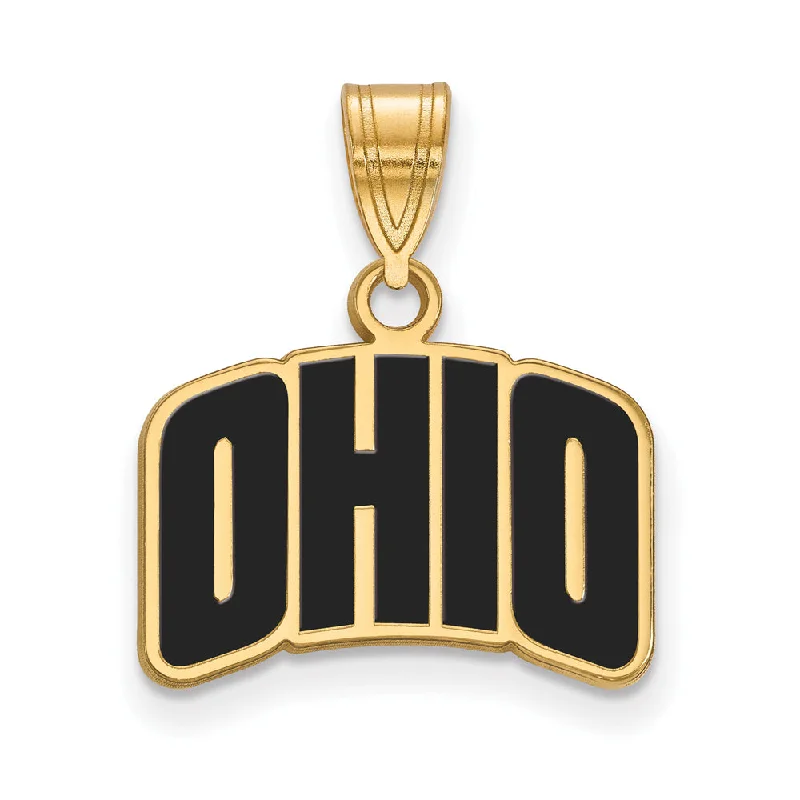 Coffee - cup pendants for coffee addicts​ 14k Gold Plated Silver Ohio U. Small Enamel Pendant