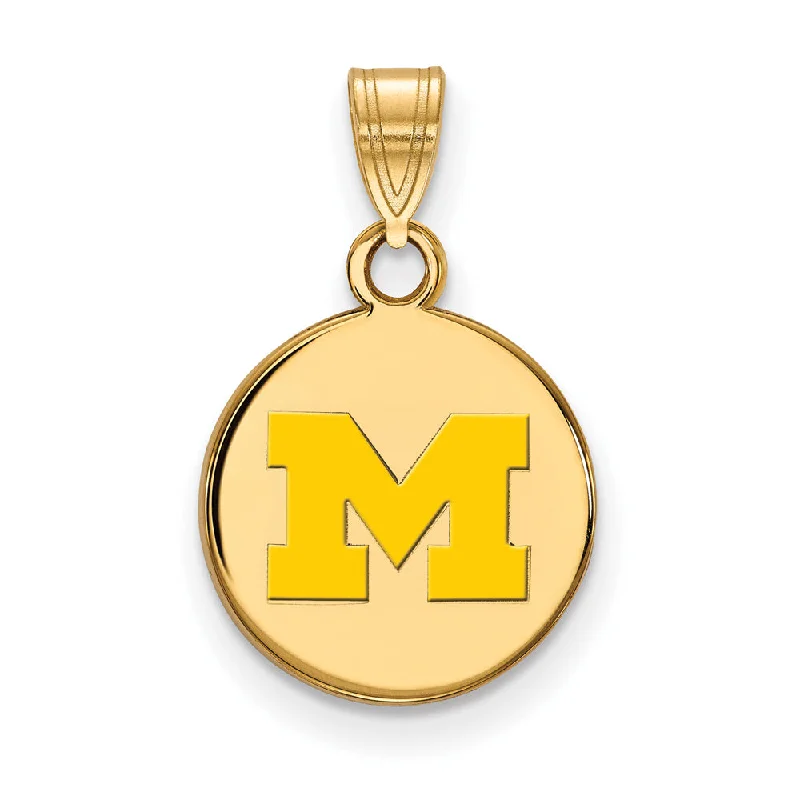 Emerald - set pendants with a rich, green hue 14k Gold Plated Silver U. of Michigan Small Yellow Enamel Disc Pendant Emerald - set pendants with a rich, green hue 14k Gold Plated Silver U. of Michigan Small Yellow Enamel Disc Pendant
