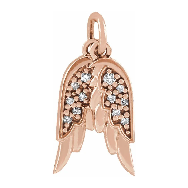 Religious Pendants with Cross or Star of David Designs14K Rose Gold .03 CTW Diamond Angel Wings Pendant, 3.75 x 12mm Religious Pendants with Cross or Star of David Designs14K Rose Gold .03 CTW Diamond Angel Wings Pendant, 3.75 x 12mm