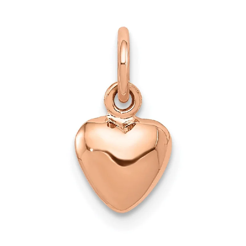Religious Pendants with Cross or Star of David Designs14k Rose Gold Puffed Heart Charm or Pendant, 7mm (1/4 inch)