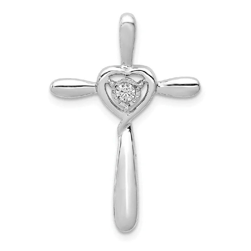 Religious Pendants with Cross or Star of David Designs14k White Gold 0.05 Ct Diamond Heart Cross Slide Pendant, 19 x 29mm Religious Pendants with Cross or Star of David Designs14k White Gold 0.05 Ct Diamond Heart Cross Slide Pendant, 19 x 29mm