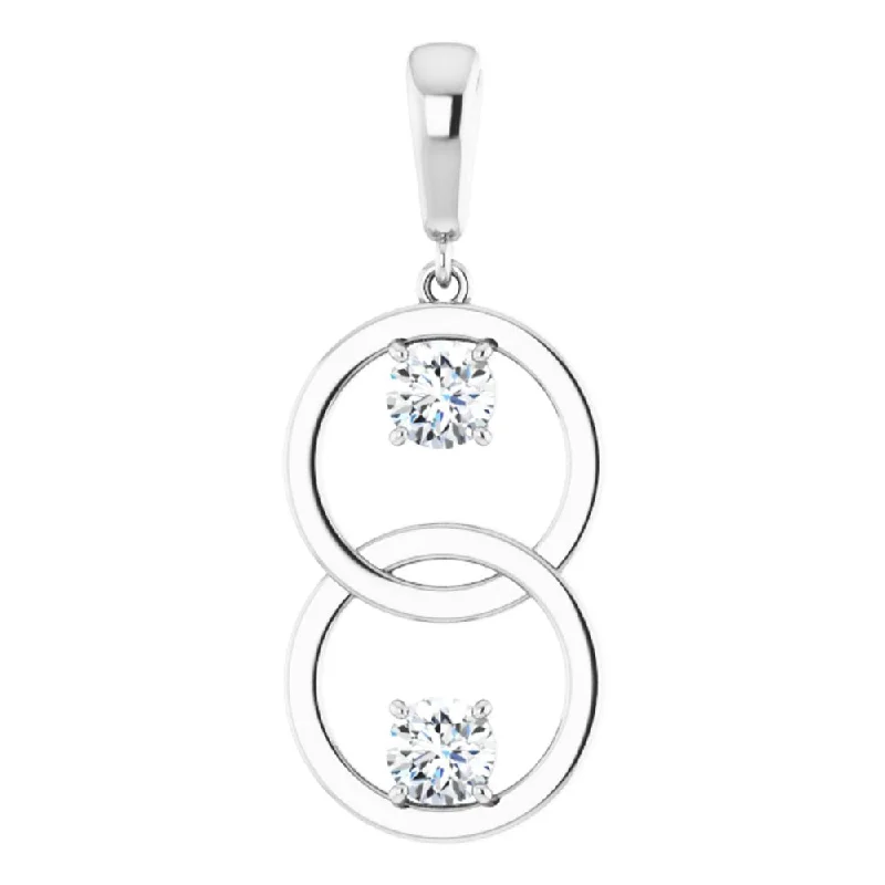 Charm Pendants with Multiple Small Decorative Elements14K White Gold 1/2 CTW Diamond Double Circle Pendant, 12 x 30mm Charm Pendants with Multiple Small Decorative Elements14K White Gold 1/2 CTW Diamond Double Circle Pendant, 12 x 30mm