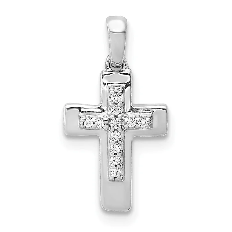 Gemstone - Encrusted Pendants with a Sparkling Centerpiece14k White Gold 1/20 Ctw Diamond Tiny Latin Cross Pendant, 9 x 17mm Gemstone - Encrusted Pendants with a Sparkling Centerpiece14k White Gold 1/20 Ctw Diamond Tiny Latin Cross Pendant, 9 x 17mm