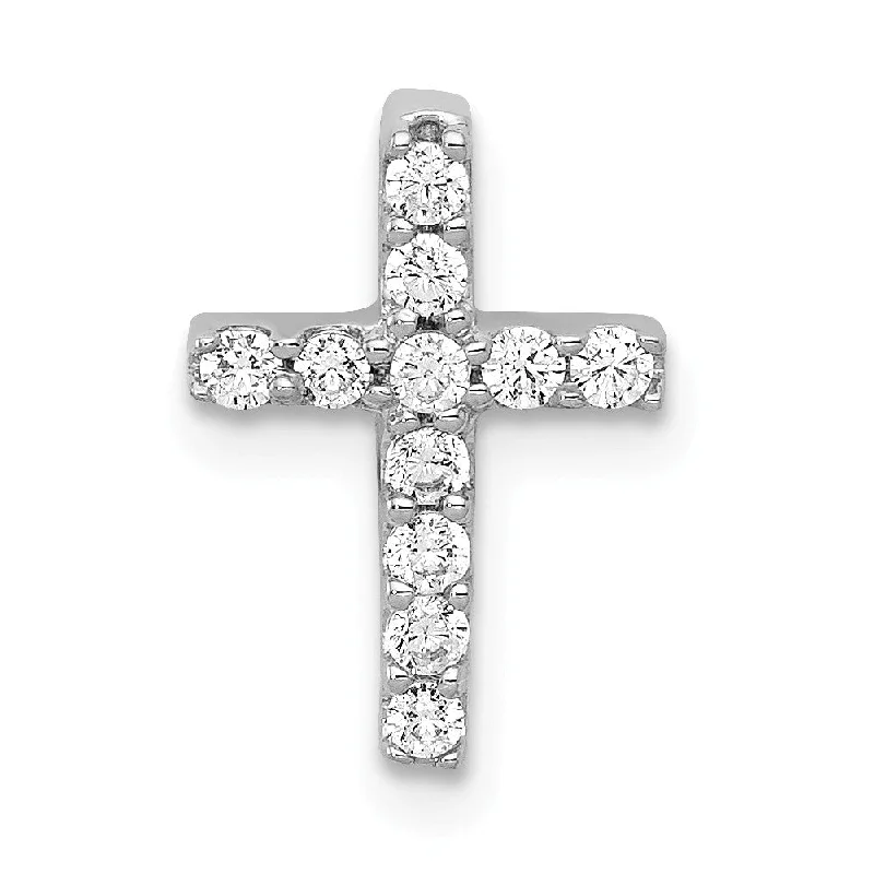 Gemstone - Encrusted Pendants with a Sparkling Centerpiece14k White Gold 1/5 Ctw Diamond Mini Latin Cross Slide Pendant, 9x13mm Gemstone - Encrusted Pendants with a Sparkling Centerpiece14k White Gold 1/5 Ctw Diamond Mini Latin Cross Slide Pendant, 9x13mm