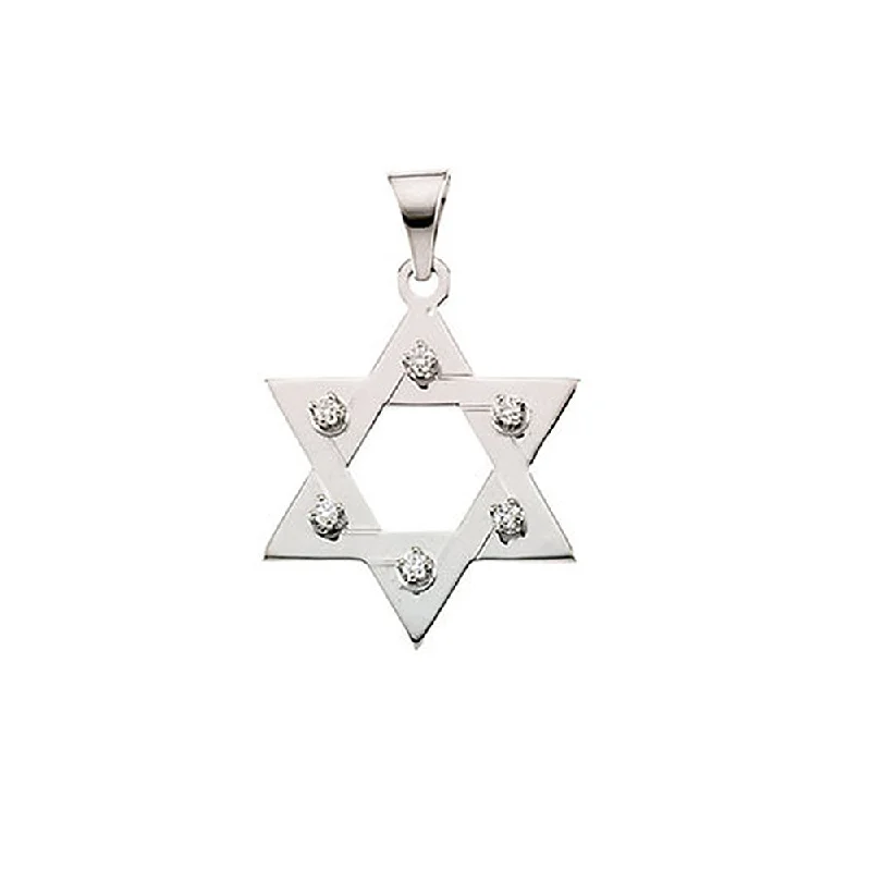 Charm Pendants with Multiple Small Decorative Elements14K White Gold 1/5 CTW (SI1, G-H) Diamond Star of David Pendant, 26mm Charm Pendants with Multiple Small Decorative Elements14K White Gold 1/5 CTW (SI1, G-H) Diamond Star of David Pendant, 26mm