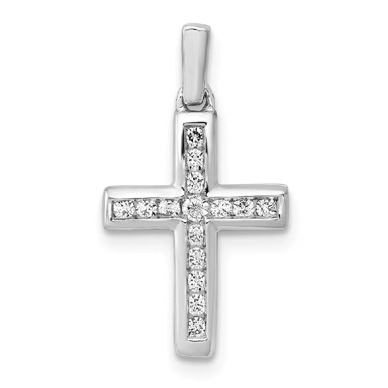 Initial Letter Pendants for a Personalized Touch14k White Gold 1/6 Ctw Diamond Small Cross Pendant, 11 x 20mm Initial Letter Pendants for a Personalized Touch14k White Gold 1/6 Ctw Diamond Small Cross Pendant, 11 x 20mm