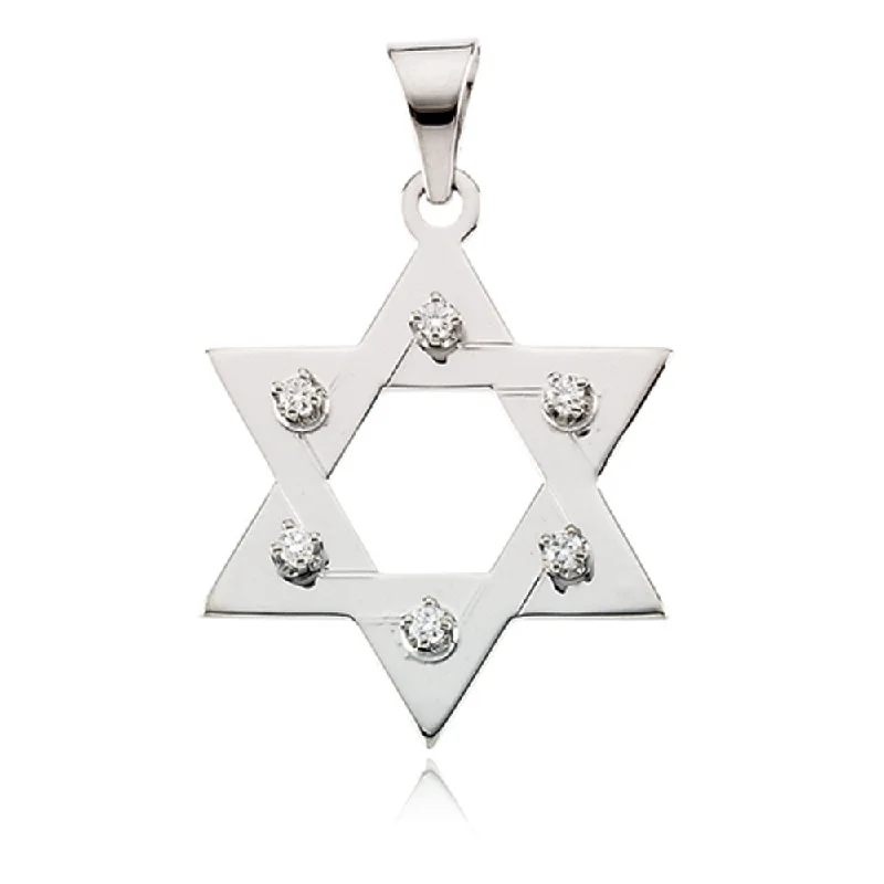 Religious Pendants with Cross or Star of David Designs14k White Gold and Diamond Star of David Pendant, 19mm Religious Pendants with Cross or Star of David Designs14k White Gold and Diamond Star of David Pendant, 19mm