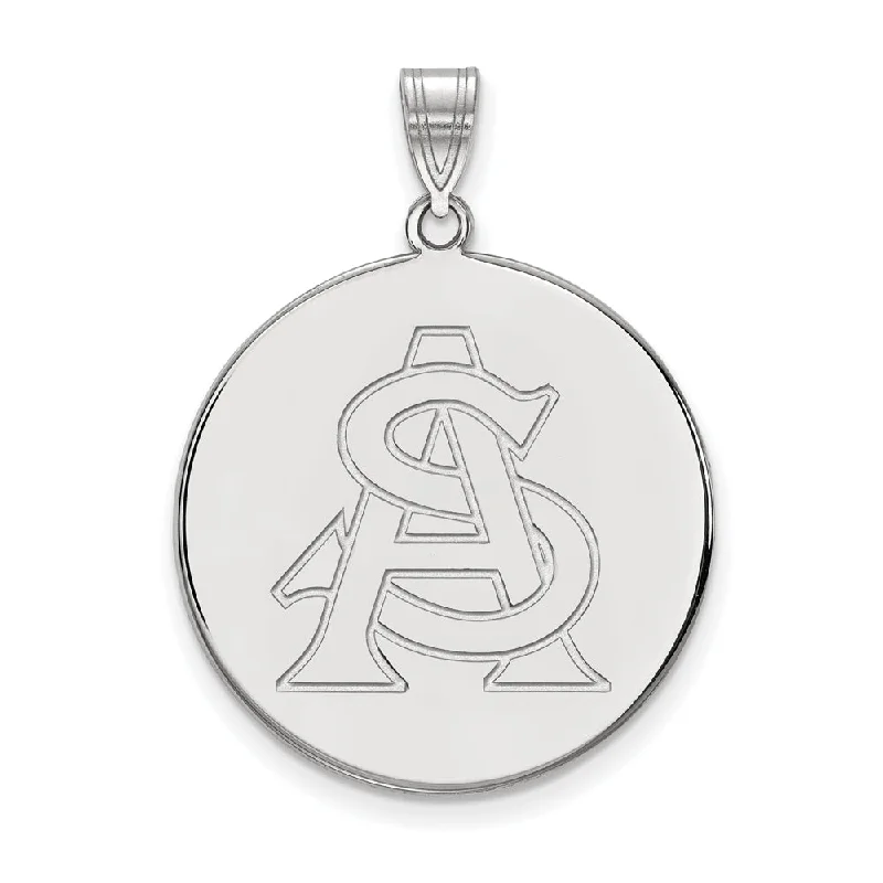 Pendants with a QR code that links to a special message or memory 14k White Gold Arizona State XL Disc Pendant Pendants with a QR code that links to a special message or memory 14k White Gold Arizona State XL Disc Pendant