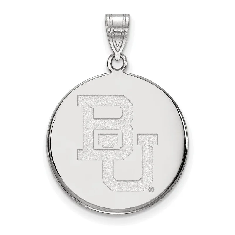 Pendant with a hidden compartment to store small keepsakes​ 14k White Gold Baylor U Large 'BU' Disc Pendant
