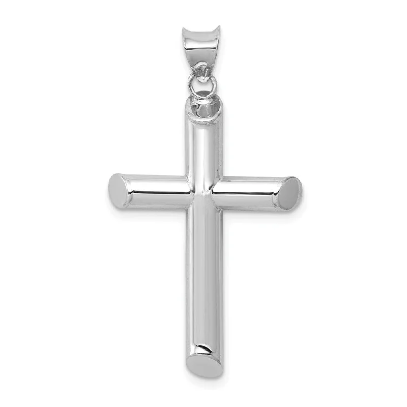 Religious Pendants with Cross or Star of David Designs14k White Gold Beveled Edge Hollow Tube Cross Pendant Religious Pendants with Cross or Star of David Designs14k White Gold Beveled Edge Hollow Tube Cross Pendant