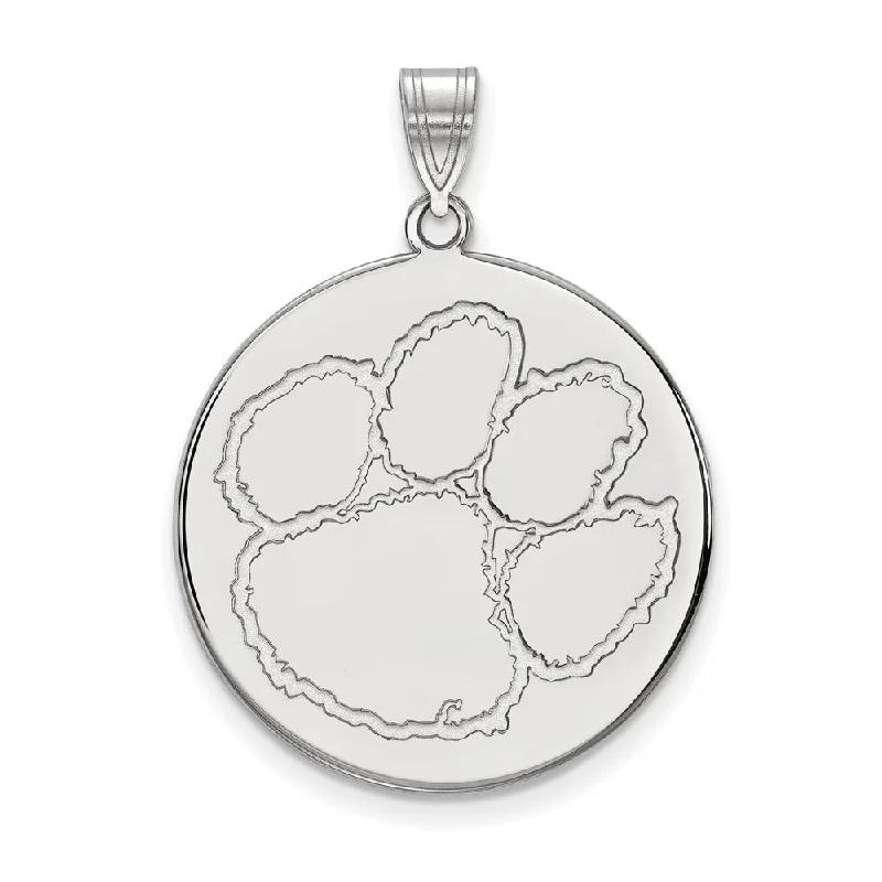 Platinum pendants with a sleek and modern silhouette​ 14k White Gold Clemson U XL Disc Pendant
