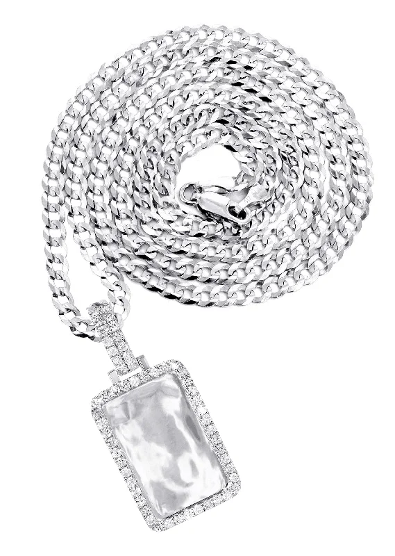 Animal - Shaped Pendants in Sterling Silver14K White Gold Diamond Dog Tag Picture Pendant Necklace | 1.35 Carats | Appx. 16 Grams Animal - Shaped Pendants in Sterling Silver14K White Gold Diamond Dog Tag Picture Pendant Necklace | 1.35 Carats | Appx. 16 Grams
