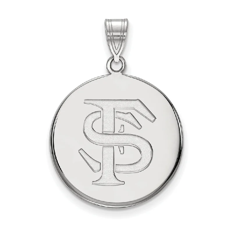 Moonstone pendants with a soft, iridescent sheen​ 14k White Gold Florida State Large 'FS' Disc Pendant