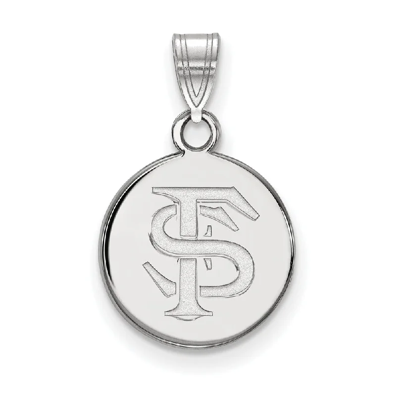 Cross - shaped pendants for religious significance​ 14k White Gold Florida State Small Disc Pendant