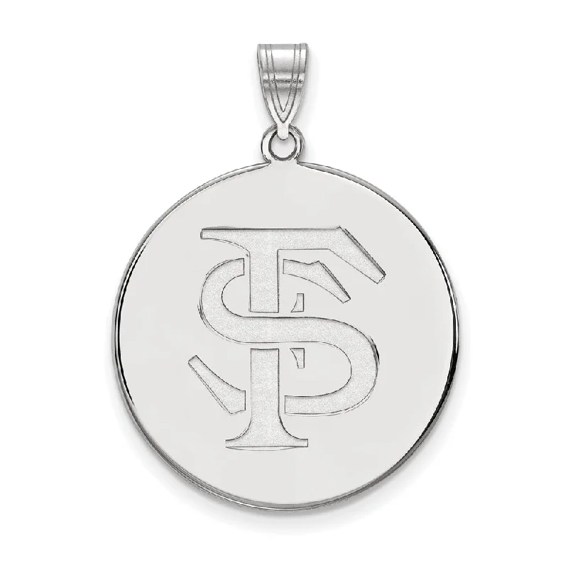 Rose gold pendants with heart - shaped designs for a romantic touch​ 14k White Gold Florida State XL 'FS' Disc Pendant