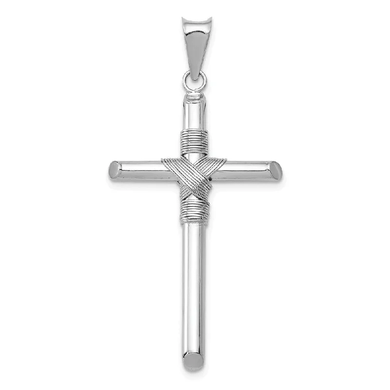Initial Letter Pendants for a Personalized Touch14k White Gold Hollow Tube Rope Cross Pendant Initial Letter Pendants for a Personalized Touch14k White Gold Hollow Tube Rope Cross Pendant