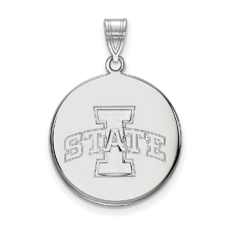 Garnet pendants in deep red tones​ 14k White Gold Iowa State Large Disc Pendant
