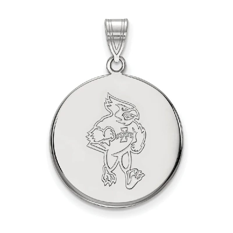 Pendant with a hidden compartment to store small keepsakes 14k White Gold Iowa State Large Mascot Disc Pendant Pendant with a hidden compartment to store small keepsakes 14k White Gold Iowa State Large Mascot Disc Pendant