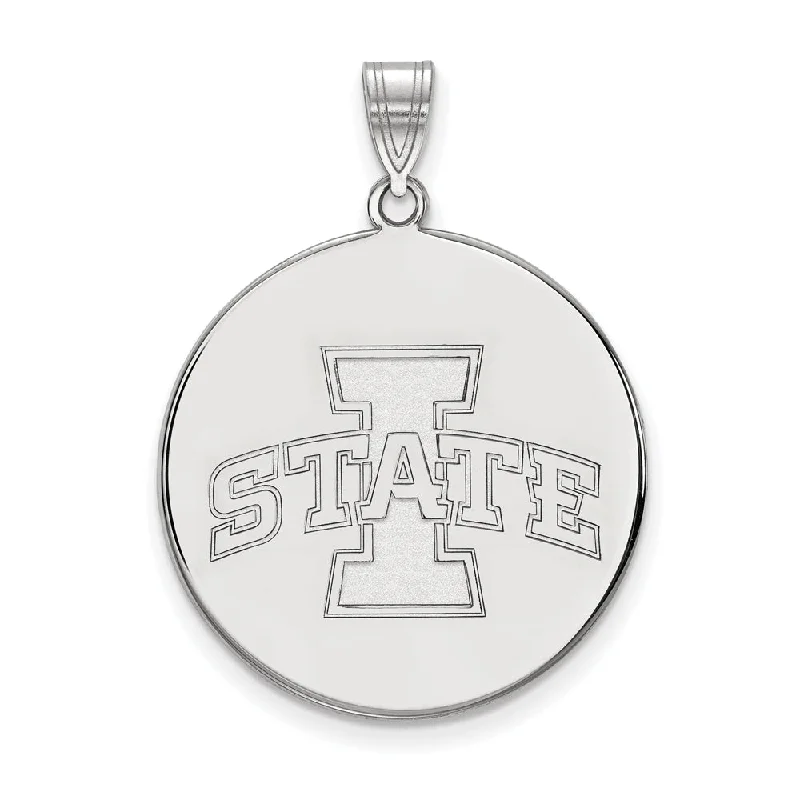 Pendant with an adjustable chain length for versatility​ 14k White Gold Iowa State XL Disc Pendant