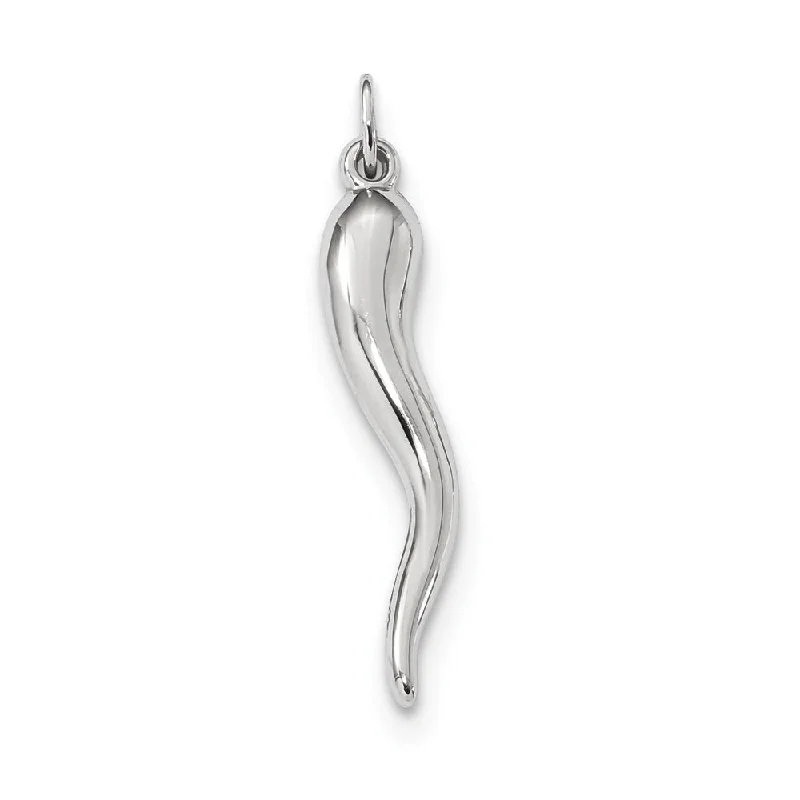 Charm Pendants with Multiple Small Decorative Elements14k White Gold Italian Horn Pendant, 5 x 33mm Charm Pendants with Multiple Small Decorative Elements14k White Gold Italian Horn Pendant, 5 x 33mm