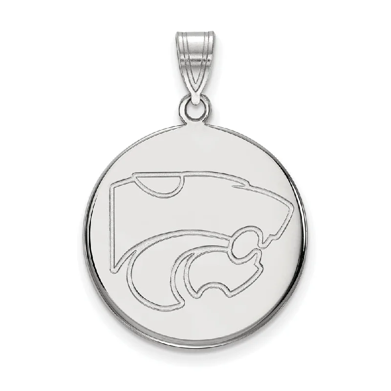 Pendant with an adjustable chain length for versatility 14k White Gold Kansas State Large Disc Pendant Pendant with an adjustable chain length for versatility 14k White Gold Kansas State Large Disc Pendant