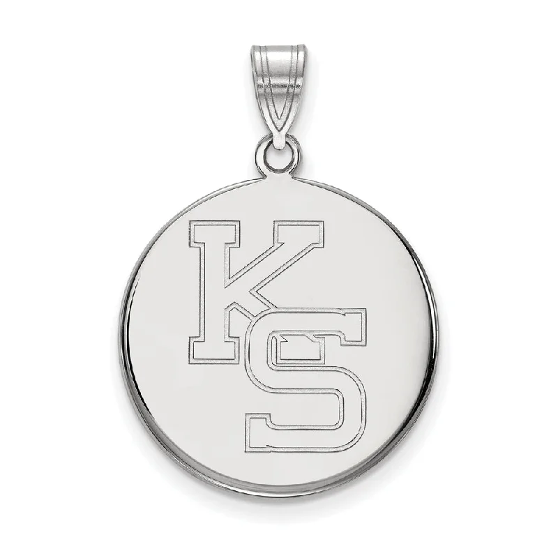 Beaded pendants with colorful gemstone accents 14k White Gold Kansas State Large 'KS' Disc Pendant Beaded pendants with colorful gemstone accents 14k White Gold Kansas State Large 'KS' Disc Pendant