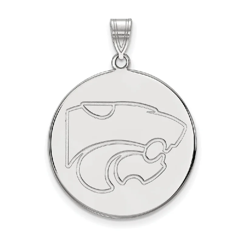 Pendant with a fingerprint - engraved design for a personalized touch​ 14k White Gold Kansas State XL Disc Pendant