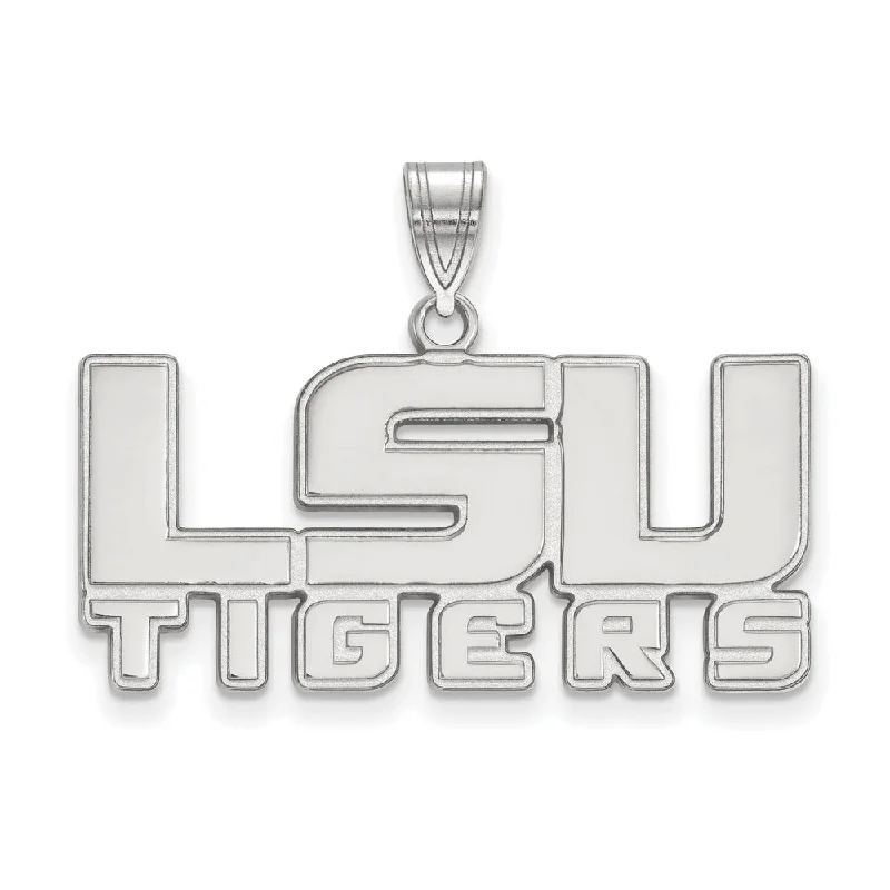 Titanium pendants known for their durability and lightweight nature​ 14k White Gold Louisiana State Medium 'LSU TIGERS' Pendant