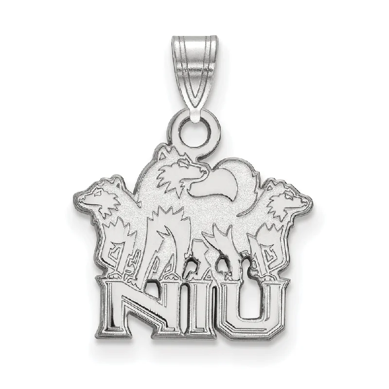 Beaded pendants with colorful gemstone accents​ 14k White Gold Northern Illinois U. Small Logo Pendant